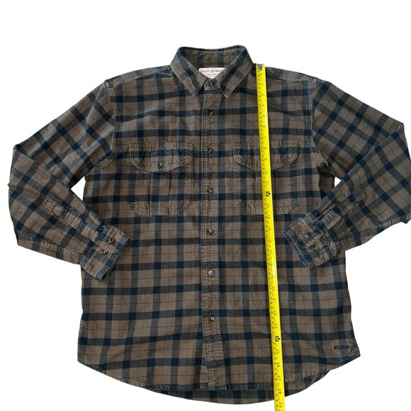 Filson Flannel Long Sleeve Button Up Alaskan Guide Otter Green/Brown Plaid Large - Picture 3 of 9